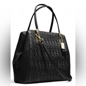 COACH 25984 Limited Edition Madison Gathered Twist Leather Black Satchel